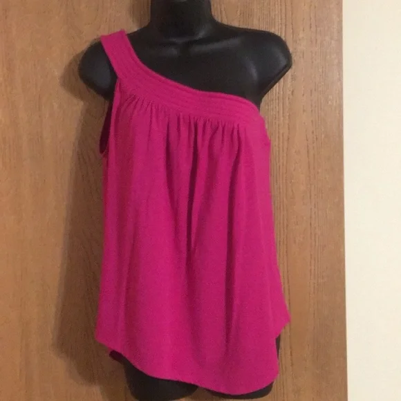 Women's One-Shoulder Pink Top - Picture 3 of 4